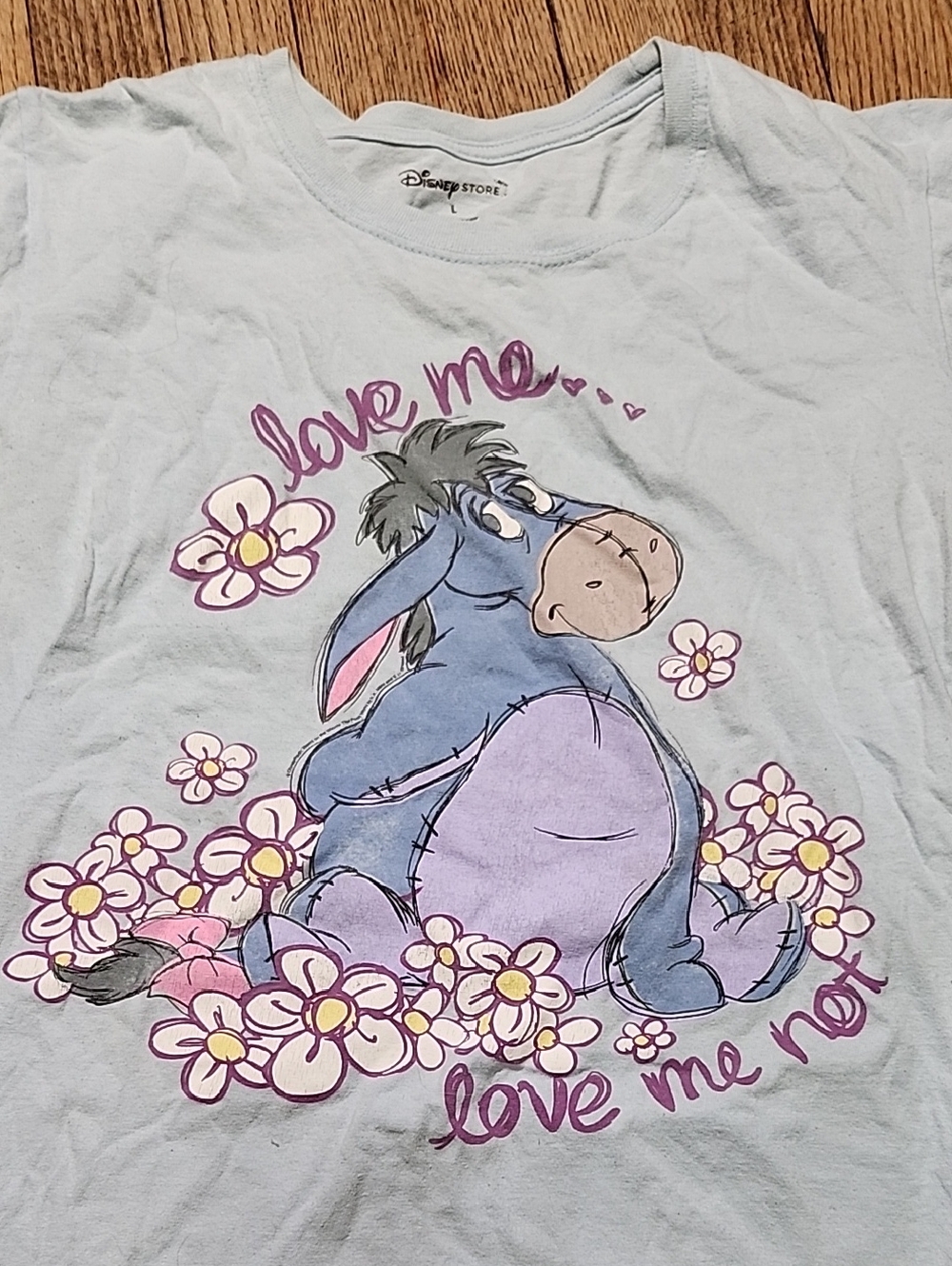 Disney Light Blue Eeyore Graphic Tee with Purple and Pink Accents